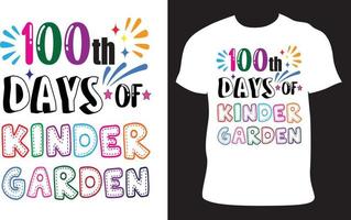 100th days of kinder garden school typography T-Shirt Design vector