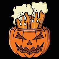 Trick or beer Halloween pumpkin beer design vector
