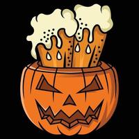 truco o cerveza diseño de cerveza de calabaza de halloween vector