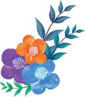 Digital Watercolor Flower and Leaves Illustration. You can use this design to print on greeting cards, frames,  mugs, shopping bags etc. whatever you want. vector