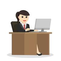 business woman work on office desk design character on white background vector