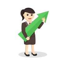 business woman secretary hold big up arrow design character on white background vector