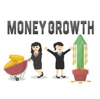business woman money growth design character vector
