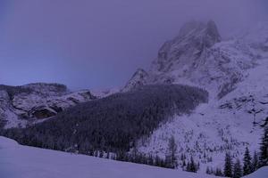 mountain village in alps  at night photo