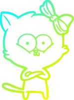 cold gradient line drawing cartoon cat vector