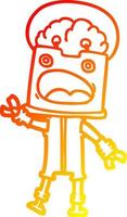 warm gradient line drawing cartoon robot vector