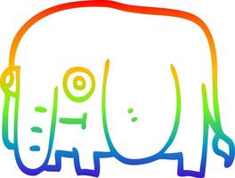 elefante de dibujos animados de dibujo de línea de gradiente de arco iris vector