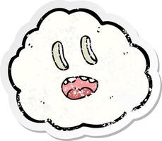 retro distressed sticker of a cartoon spooky cloud vector