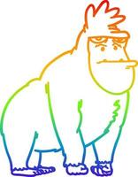 rainbow gradient line drawing cartoon gorilla vector