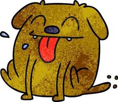 textured cartoon of cute kawaii dog vector