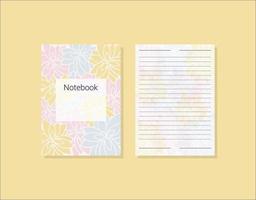 Notebook cover and page design. Vector illustration