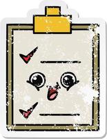 distressed sticker of a cute cartoon check list vector