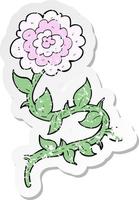 retro distressed sticker of a cartoon flower vector