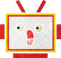 retro illustration style cartoon robot head vector