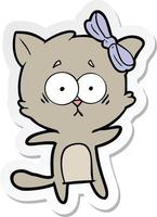 sticker of a cartoon cat vector