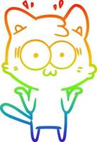 rainbow gradient line drawing cartoon surprised cat vector