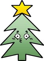 gradient shaded cartoon christmas tree vector