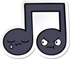 sticker of a cute cartoon musical note vector