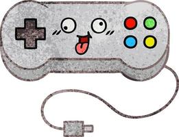 retro grunge texture cartoon game controller vector