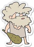 sticker of a cartoon cave man vector