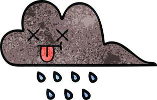 nube de lluvia de tormenta de dibujos animados de textura grunge retro vector