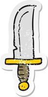 retro distressed sticker of a cartoon knife vector