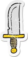 retro distressed sticker of a cartoon knife vector