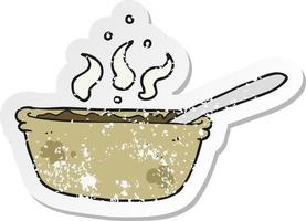 retro distressed sticker of a cartoon bowl of stew vector