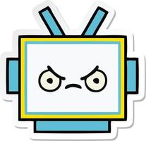 sticker of a cute cartoon robot head vector