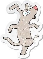 retro distressed sticker of a cartoon dancing dog vector