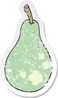 retro distressed sticker of a cartoon pear vector