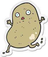 sticker of a cartoon potato running vector