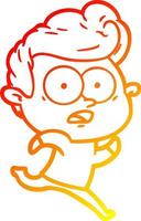 warm gradient line drawing cartoon staring man vector