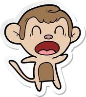 sticker of a shouting cartoon monkey vector