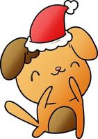 dibujos animados de gradiente de navidad de perro kawaii vector