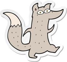 sticker of a cartoon cute wolf vector