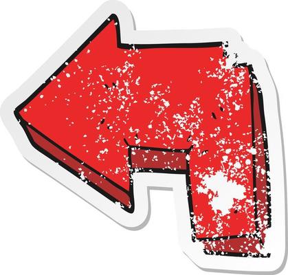 retro distressed sticker of a cartoon direction arrow