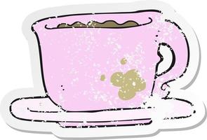 retro distressed sticker of a cartoon cup of coffee vector
