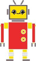 flat color retro cartoon robot vector