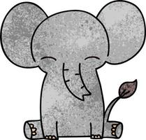 quirky hand drawn cartoon elephant vector