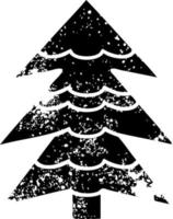 distressed symbol snow covered tree vector