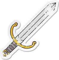 distressed sticker of a cartoon sword vector