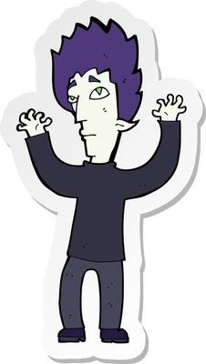 sticker of a cartoon vampire giving up