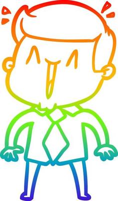 rainbow gradient line drawing cartoon happy man