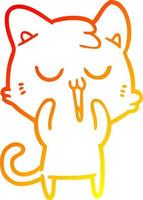 warm gradient line drawing cute cartoon cat vector