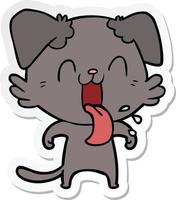 sticker of a cartoon panting dog vector