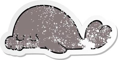 distressed sticker of a cartoon seal vector