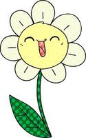 quirky comic book style cartoon happy flower vector