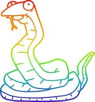 serpiente de dibujos animados de dibujo de línea de gradiente de arco iris vector