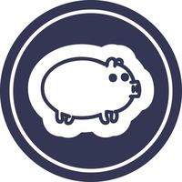 fat pig circular icon vector